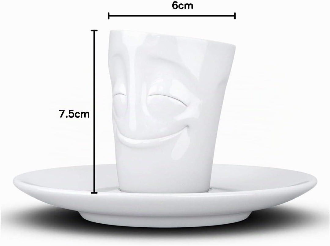 Fifty Eight T02.12.01 Mug Espresso-Mug &amp; Unterteller(vergnügt), Hartporzellan, weiss, Vergnügt