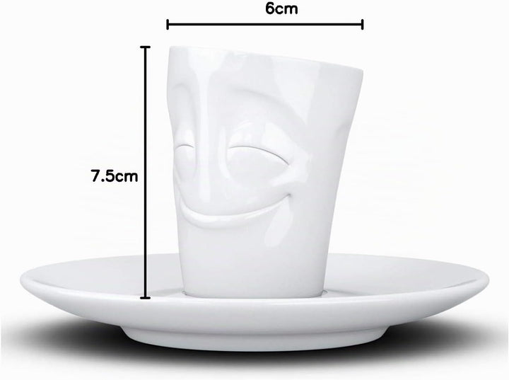 Fifty Eight T02.12.01 Mug Espresso-Mug &amp; Unterteller(vergnügt), Hartporzellan, weiss, Vergnügt