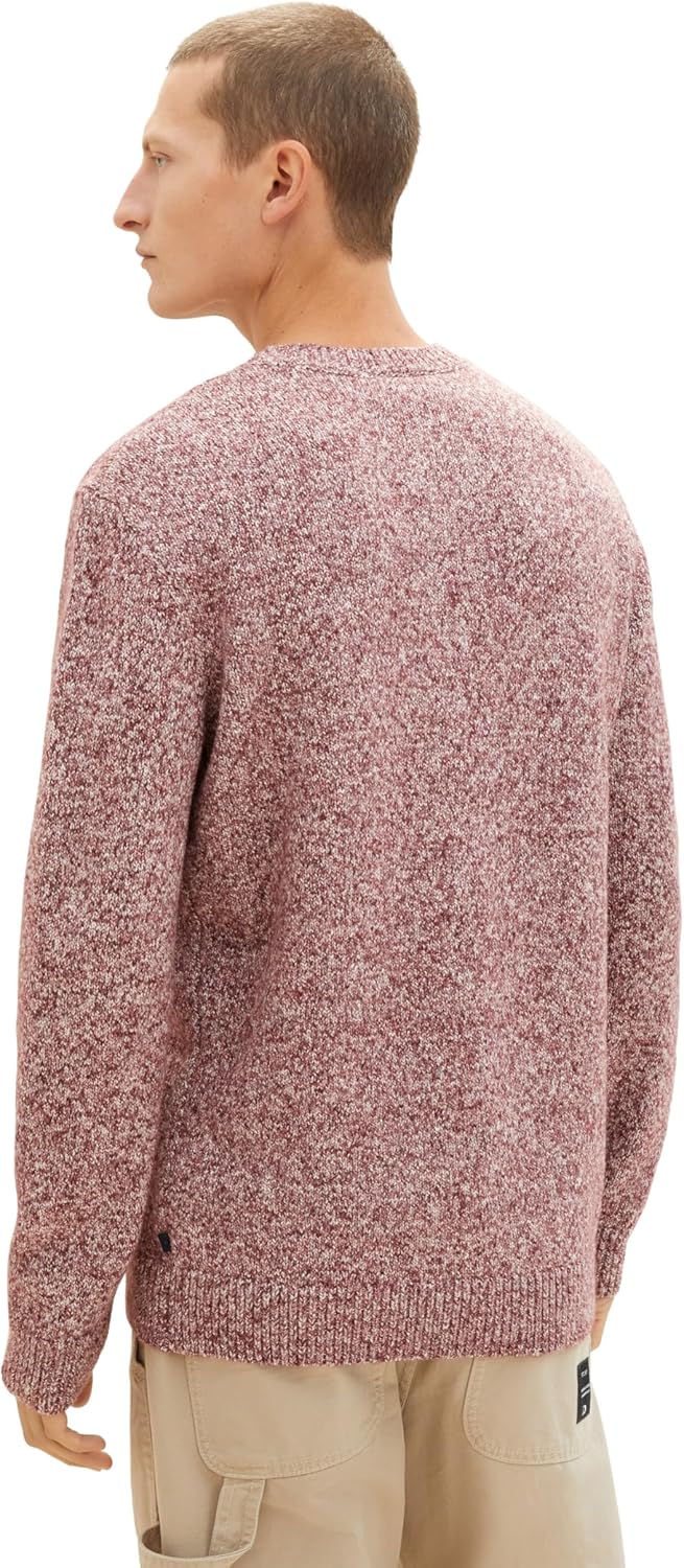 TOM TAILOR Herren Pullover, XXL 34187 - Tawny Port White Twotone