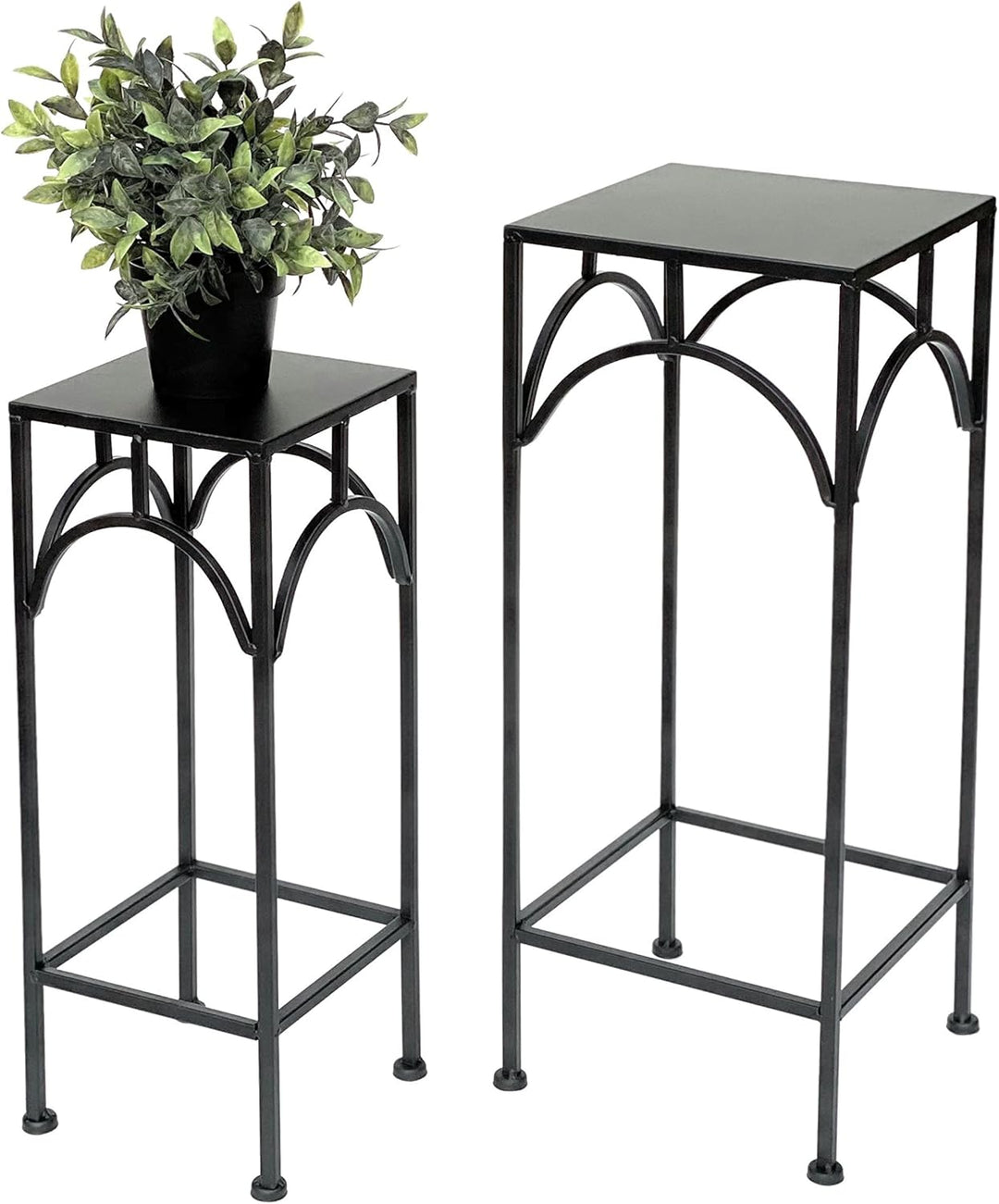 DanDiBo Blumenhocker Metall Schwarz Eckig Blumenständer 96132 2er Set Beistelltisch Blumensäule Mode
