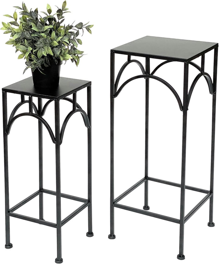 DanDiBo Blumenhocker Metall Schwarz Eckig Blumenständer 96132 2er Set Beistelltisch Blumensäule Mode
