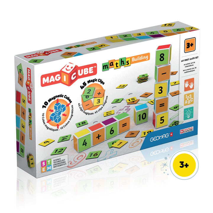 Geomag Magicube Maths Building - 16 Magnetwürfel für Konstruktionen + 45 clip Maths Building 16 Cube