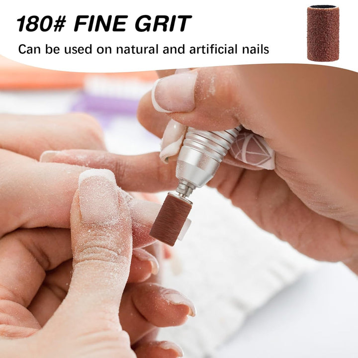 Rolybag Schleifbänder für Nagelbohrer, Körnung 180, Nagelschleifbänder, 200 Stück, braun, profession