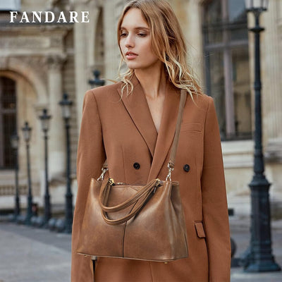 FANDARE Mode Damen-Henkeltaschen Wasserdicht Handtasche Umhängetaschen Schultertaschen PU-Leder V-fö