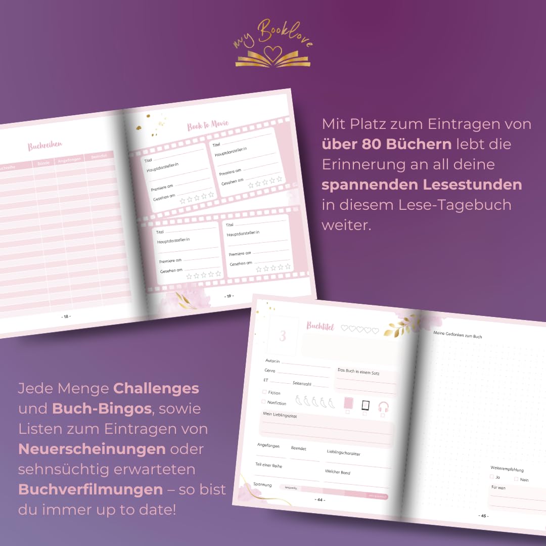 My Booklove: Mein Buch Journal - Light: Mit Eintrageseiten für Bücher, Buchbingo, Challenges, Buch-S