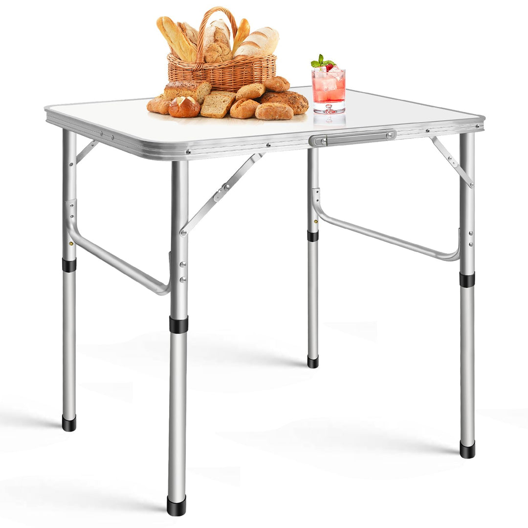 EFAN Campingtisch zusammenklappbar mit 2 verstellbaren Höhen, kleiner Klapptisch aus Aluminium, 75 c