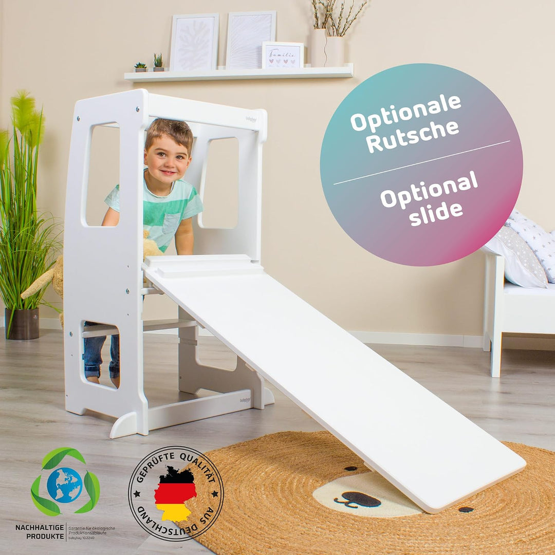 babybay Rollensatz mit Gummierung für Lernturm Littlefoot, weiss lackiert 9,2 x 9,2 x 1,8 cm Weiss L