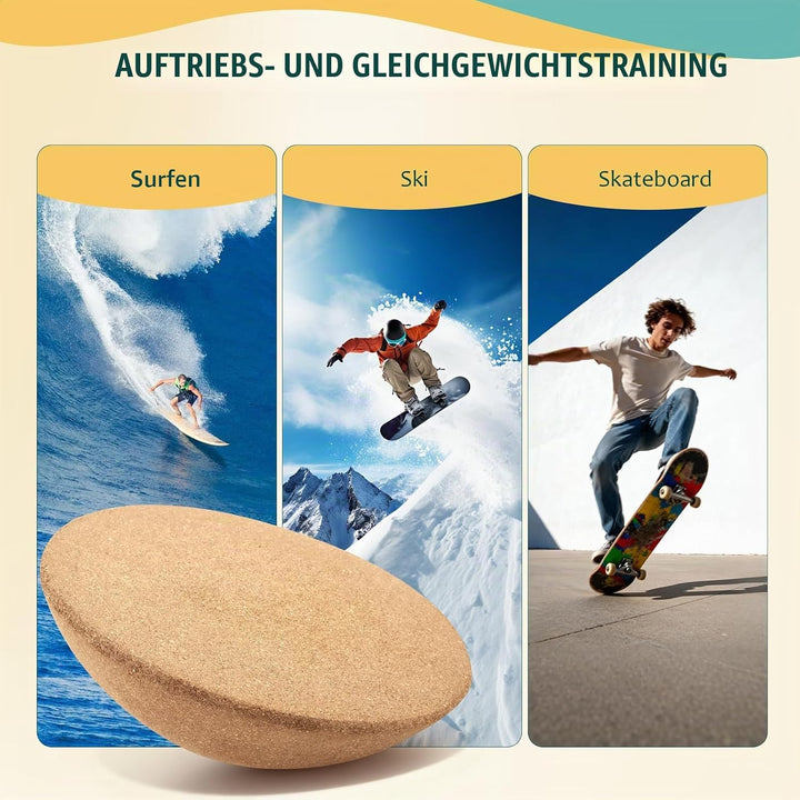 Nastopee Balance Board Kork Halbkugel,Pures Surf-Feeling &amp; Ganzkörpertraining,Halbkugel Balance Ball