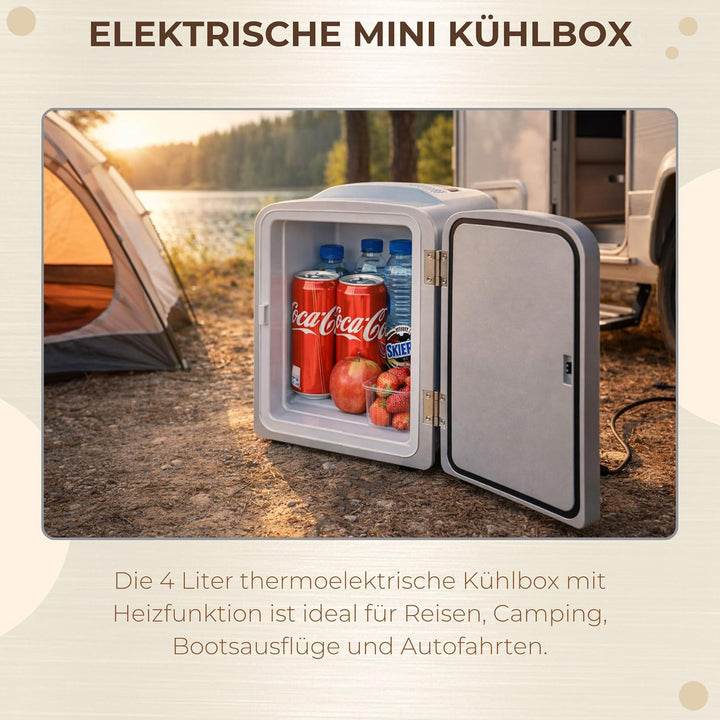 Gino Gelati 4 Liter 2 in 1 Mini Kühlschrank Kühlbox Warmhaltebox Campingkühlschrank 12 & 220 Volt, k