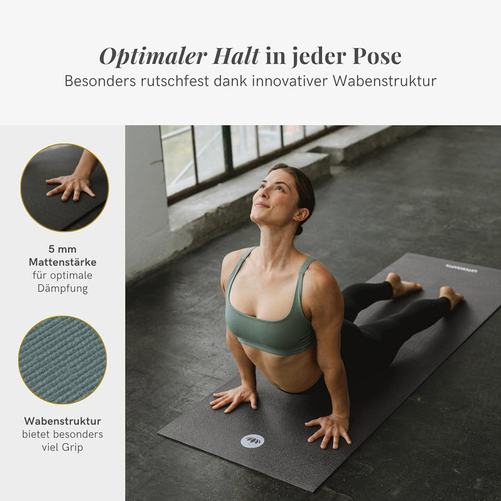 Lotuscrafts® Yoga Matte Rutschfest, 183 x 61 x 0,5 cm, Leichte Fitnessmatte auch als Gymnastikmatte,