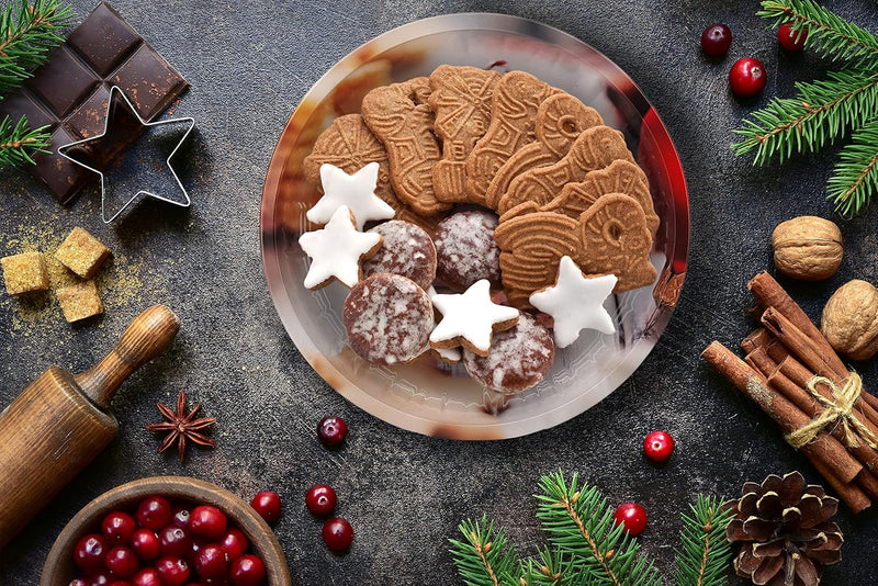 My-goodbuy24 Weihnachtsteller aus Metall - 4 Stück - Weihnachts- oder Nikolaus-Teller mit verschiede
