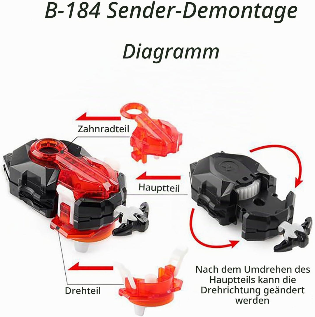 Gyros Turbo Set, 4D Metall Fusion Kampf Kreisel, Mit Battling Top Launcher, Geschenk-Sets,(B-192+B-1
