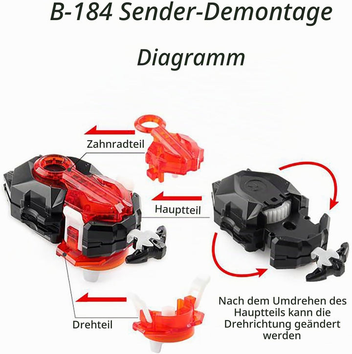 Gyros Turbo Set, 4D Metall Fusion Kampf Kreisel, Mit Battling Top Launcher, Geschenk-Sets,(B-192+B-1
