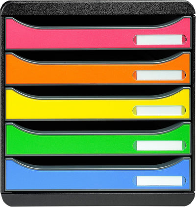 Exacompta 309798D Premium Ablagebox mit 5 Schubladen für DIN A4+ Dokumente. Stapelbare Schubladenbox