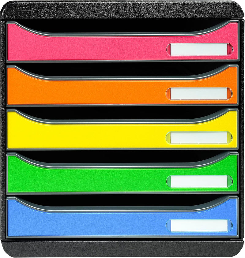 Exacompta 309798D Premium Ablagebox mit 5 Schubladen für DIN A4+ Dokumente. Stapelbare Schubladenbox