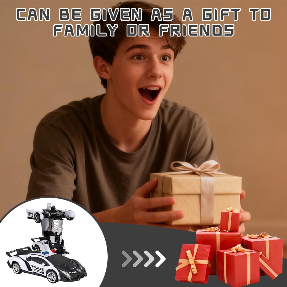 2 in 1 Transformator Ferngesteuertes Auto,1:18 Transformator Spielzeug,RC Auto Transform Roboter Spi