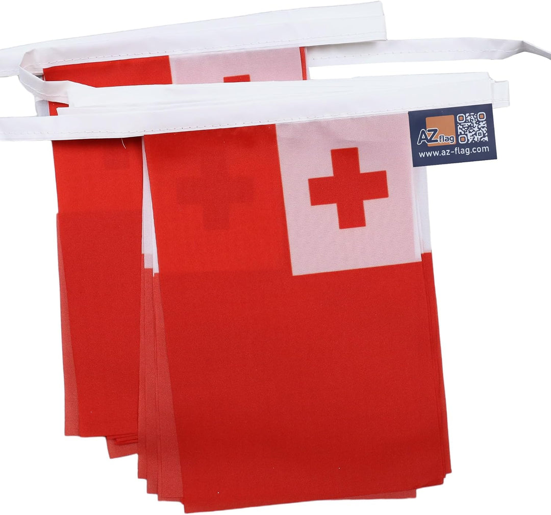AZ FLAG FAHNENKETTE Tonga 12 Meter mit 20 flaggen 45x30cm- KÖNIGREICH Tonga Girlande Flaggenkette 30