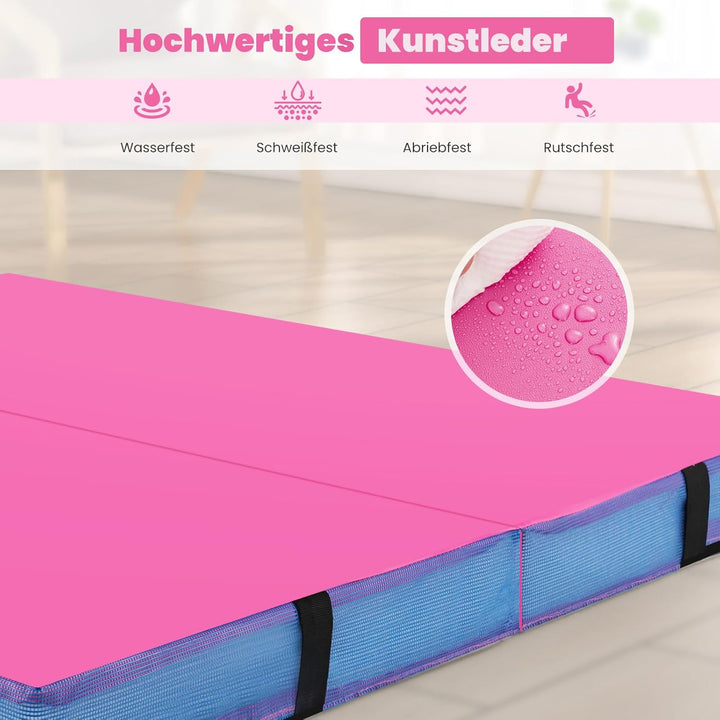 COSTWAY Turnmatte klappbar, 122 x 122 x 10 cm Weichbodenmatte, Gymnastikmatte faltbar & tragbar, qua