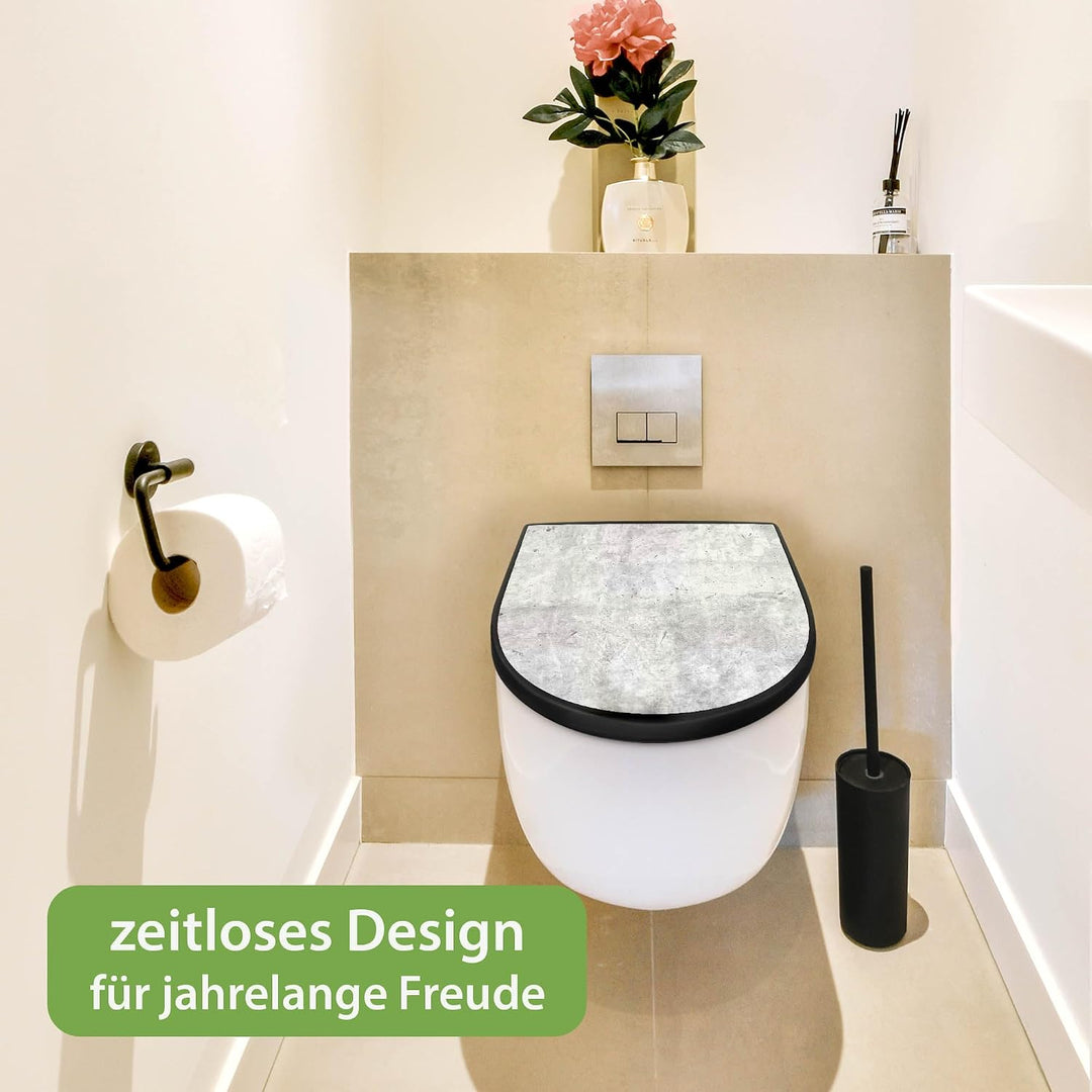 banjado WC Sitz mit Absenkautomatik D Form - Toilettendeckel mit Absenkautomatik D Form - Klodeckel