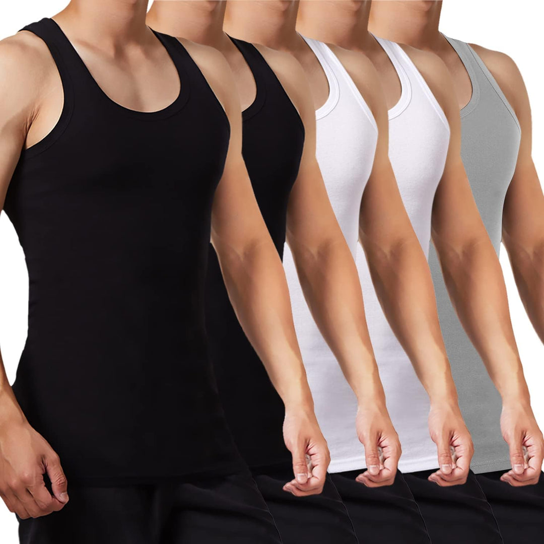 FALARY Unterhemd Herren 3/5er Pack Tank Top 100% Baumwolle Männer Weiss Schwarz Mehrfarbig alle Grös