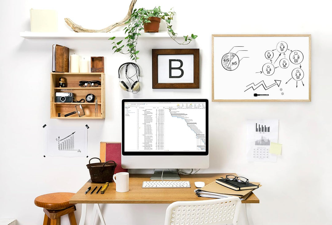 Bi-Office Budget Whiteboard mit Holzrahmen, magnetisch, 5 Grössen wählbar, 90 x 60 cm 90x60 cm Singl