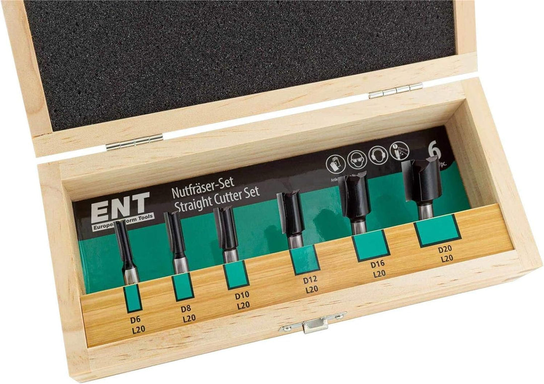 ENT 09006 6-tlg. Nutfräser Set Hartmetall - Ø 6-8-10-12-16-20 - Schaft Ø 8 mm