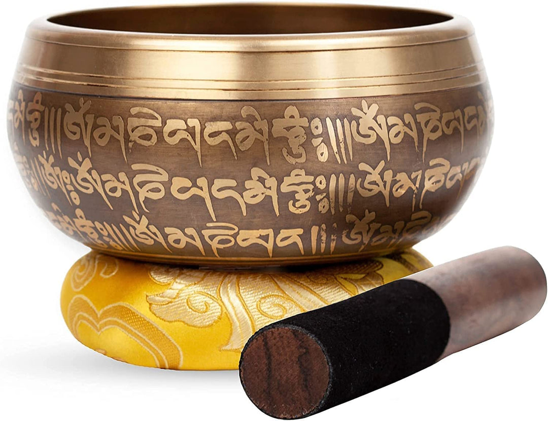 Grosse tibetische Klangschalen-Set – einfach zu spielen – Mantra-Design, Achtsamkeit, Meditation, He
