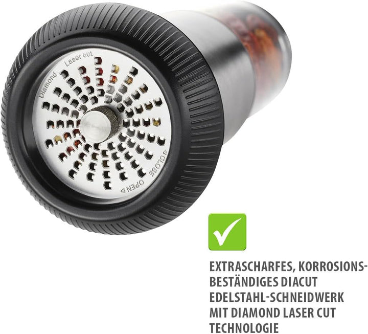 GEFU Chilischneider X-PLOSION - Chili Mühle & Gewürzschneider für Chilis und andere Gewürze - Schwar