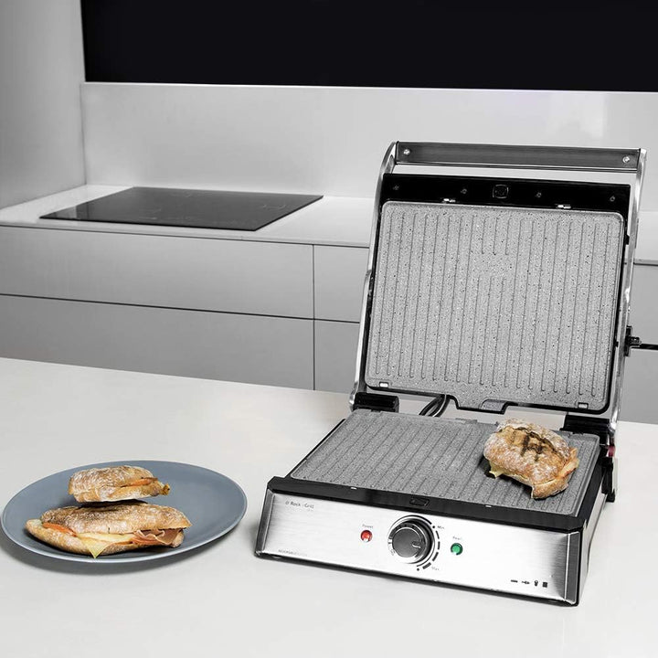 Cecotec Elektrogrill Rock'n Grill Pro - Grillplatte mit Rockstone-Beschichtung, Herausnehmbare und u