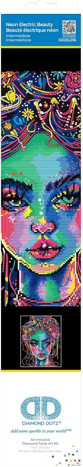 DIAMOND DOTZ 2594362 Original 5D Diamond Painting Set, Neon Schönheit, mit Neonfarben und Samt, DIY