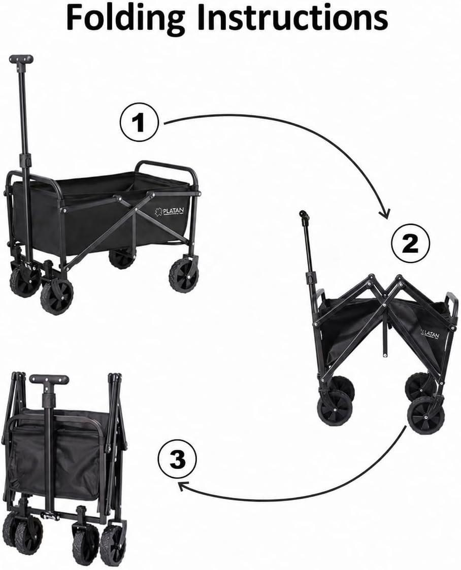 Bollerwagen 60L Klappbar Transportwagen Camping Garten | Strand- &amp; Gartenwagen, 60 kg Tragkraft, kla
