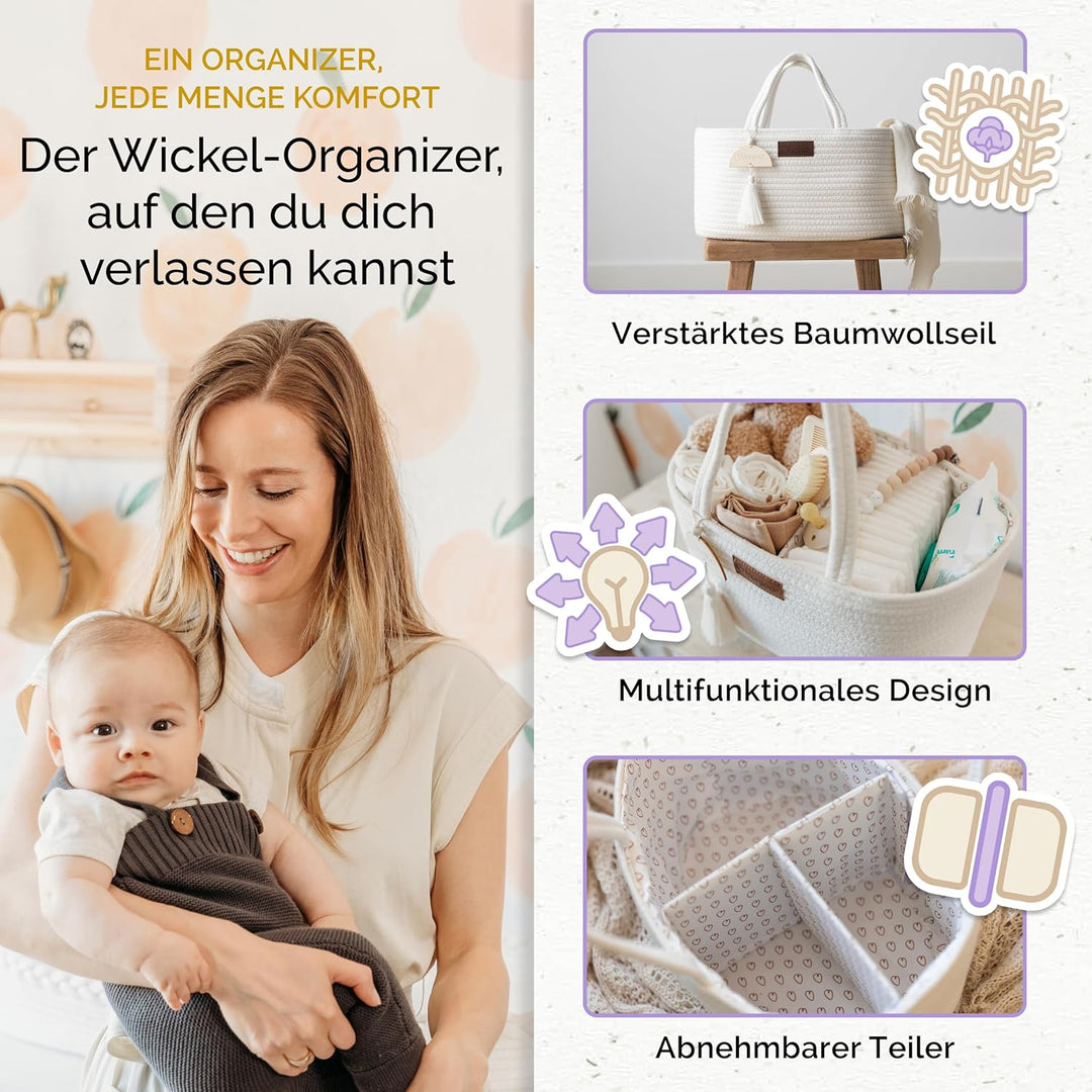Yunioo Baby Wickel Organizer für Wickelutensilien und Wickeltisch zubehör, Wickeltisch Organizer, Wi