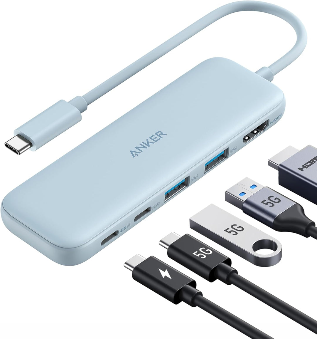 Anker USB C Hub, 332 USB-C Hub (5-in-1) mit 4K HDMI Display, 5Gbps Datenanschluss und 2 USB-A Ports