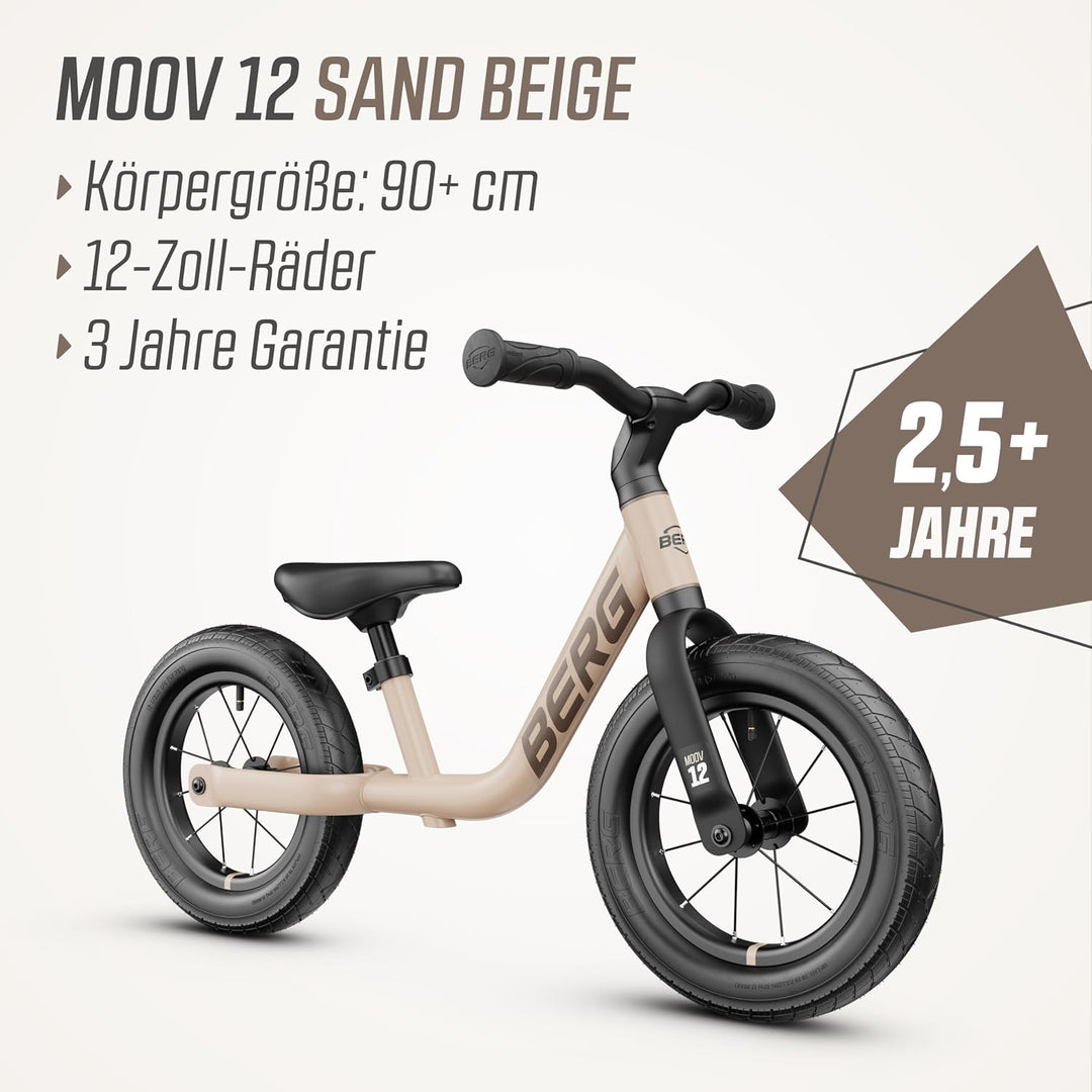 BERG MOOV 12 Laufrad | ab 2,5 Jahre | 12 Zoll | Lauflernrad bis 30 kg mit Luftreifen | Lenkrad und S