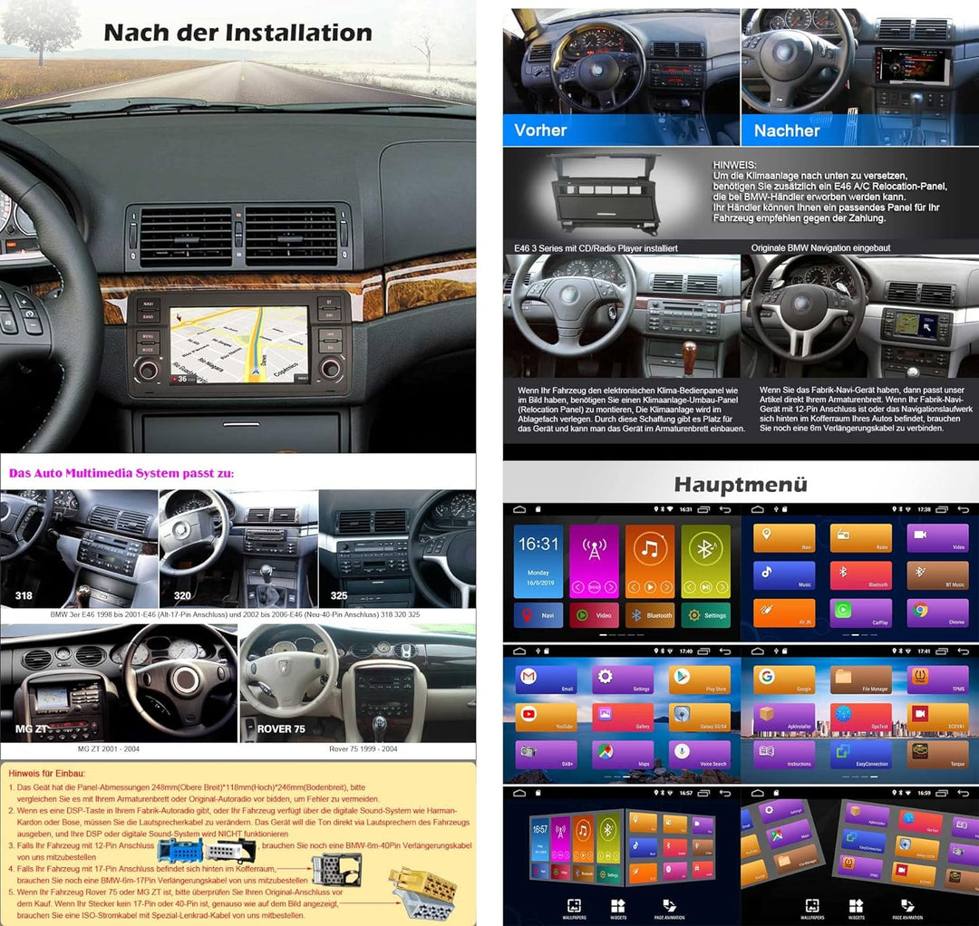 GONFEN Android 11 Autoradio für BMW 3er E46 M3 Rover 75 MG ZT Mit GPS Navi CarPlay Mirro Link Blueto