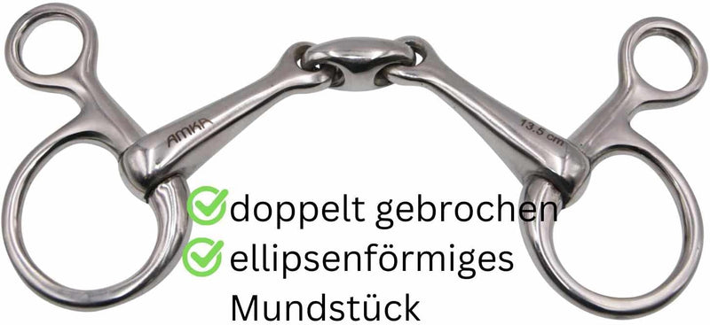 AMKA Bauchertrense Baucher Gebiss doppelt gebrochen massiv Edelstahl 14,5, 14,5