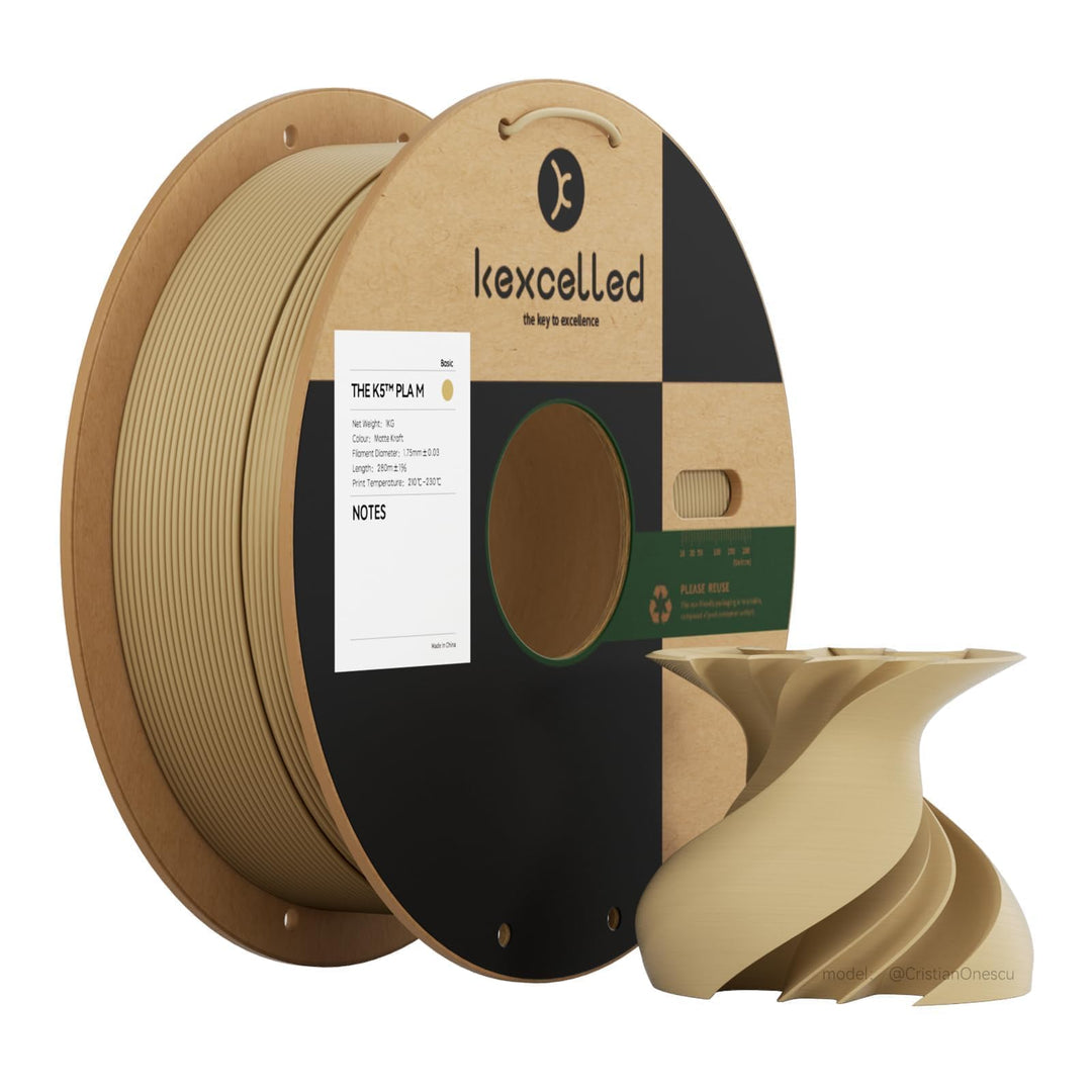 kexcelled PLA Matte Beige Filament 1,75mm +/-0,03mm, Matt Textur Finish Farbe, Ästhetische Materiali