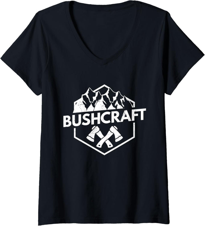 Damen Bushcraft Bushcrafter Wildnis Natur T-Shirt mit V-Ausschnitt