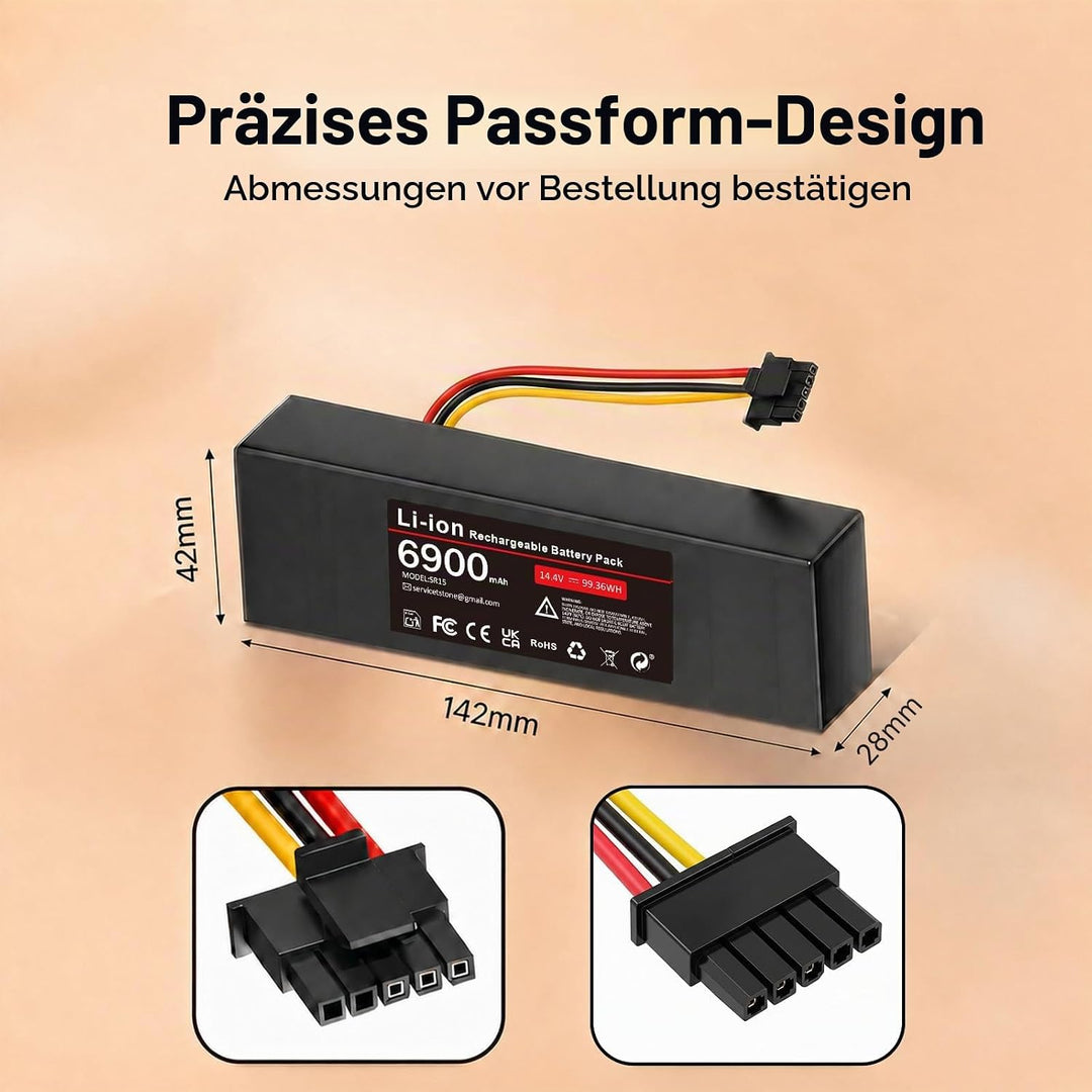 6900mAh Ersatzakku für Xiaomi Mop 2S / Mop Pro/Mop P, 14.4V Li-ion Akku mit Xiaomi Mijia STYTJ02YM /