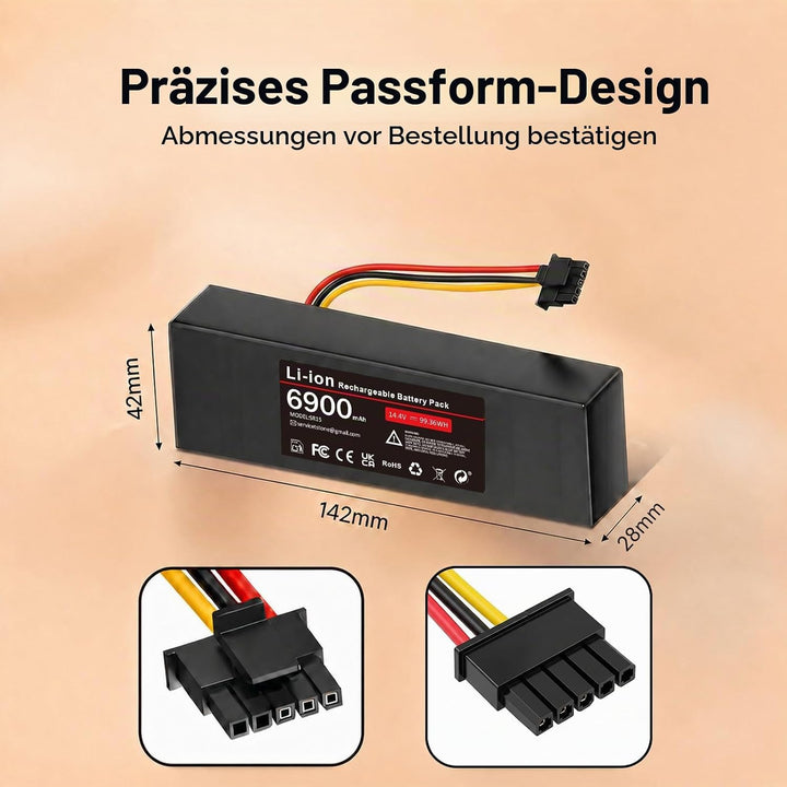 6900mAh Ersatzakku für Xiaomi Mop 2S / Mop Pro/Mop P, 14.4V Li-ion Akku mit Xiaomi Mijia STYTJ02YM /
