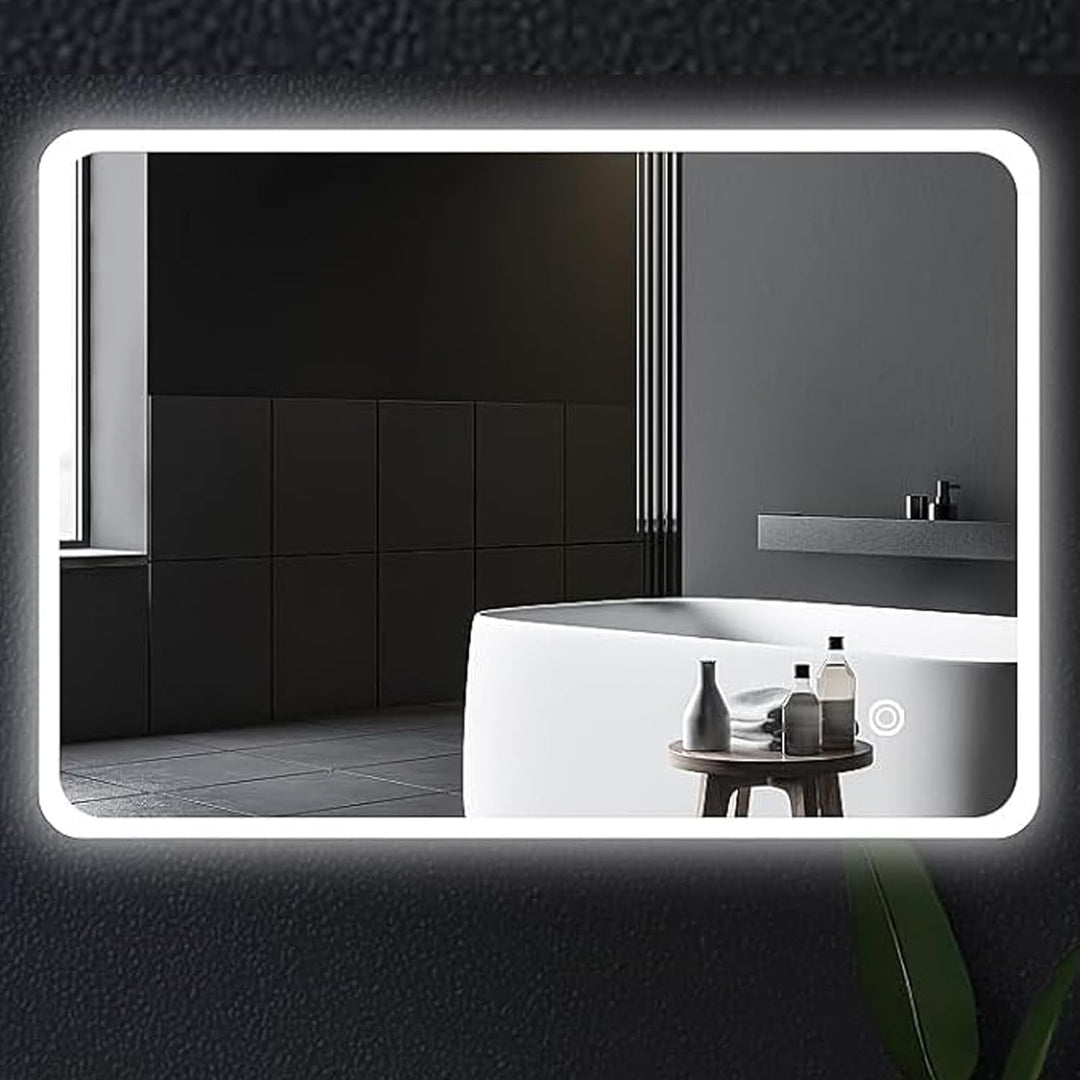 Badezimmerspiegel, 60x100cm LED Badspiegel mit Beleuchtung, Wandspiegel mit Touch-Schalter Kaltweiss