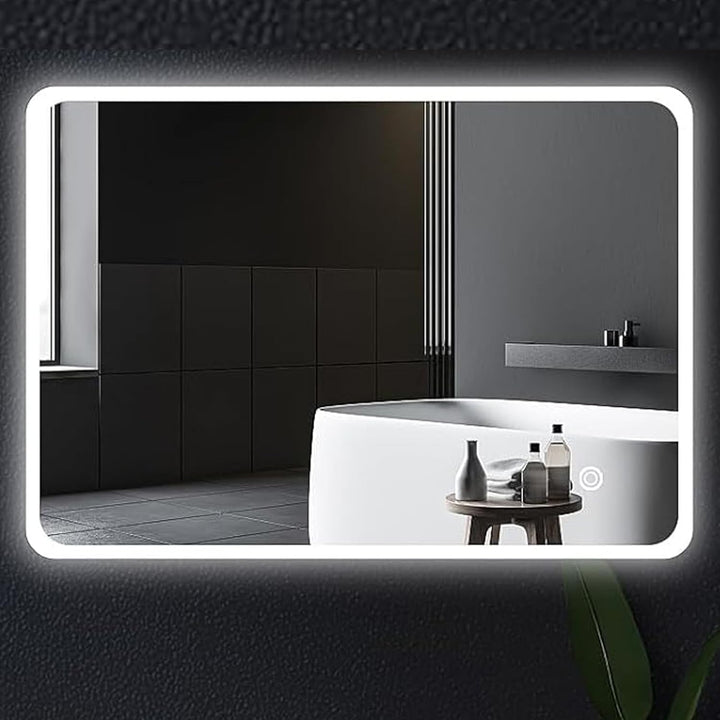 Badezimmerspiegel, 60x100cm LED Badspiegel mit Beleuchtung, Wandspiegel mit Touch-Schalter Kaltweiss