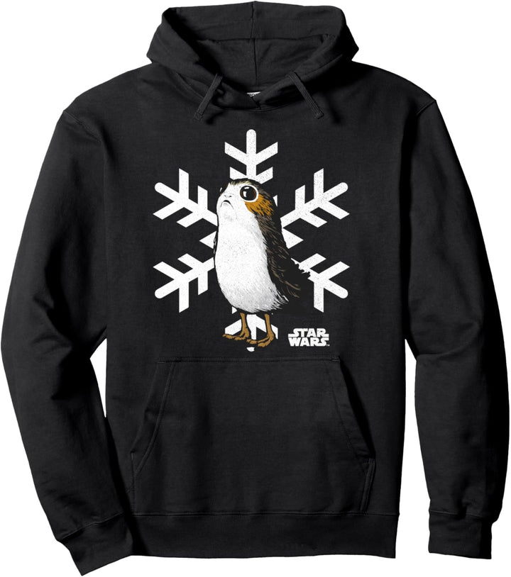 Star Wars The Last Jedi Porg And Snowflakes Poster Pullover Hoodie