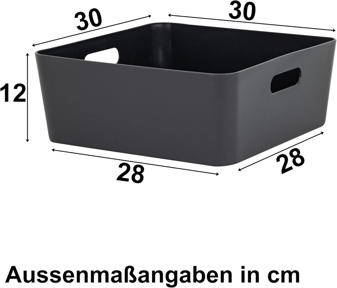 #11 4X Ordnungsbox - 12 cm hoch - anthrazit - 30x 30 cm - Ordnungskorb - Regalorganizer Wandregal 4