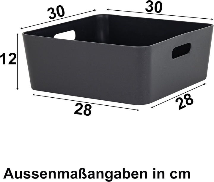 #11 4X Ordnungsbox - 12 cm hoch - anthrazit - 30x 30 cm - Ordnungskorb - Regalorganizer Wandregal 4