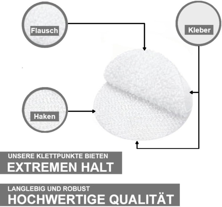 Klettpunkte selbstklebend extra stark, Klett Klebepunkte, Klettband rund selbstklebend, Klettpunkte
