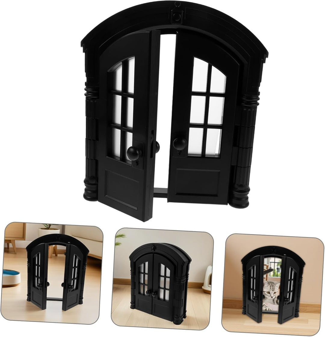 TOYANDONA Pet Gate mit Katzenklappe Doppelt Öffnende Innentür für Katzen und Kleine Hunde Einfache W