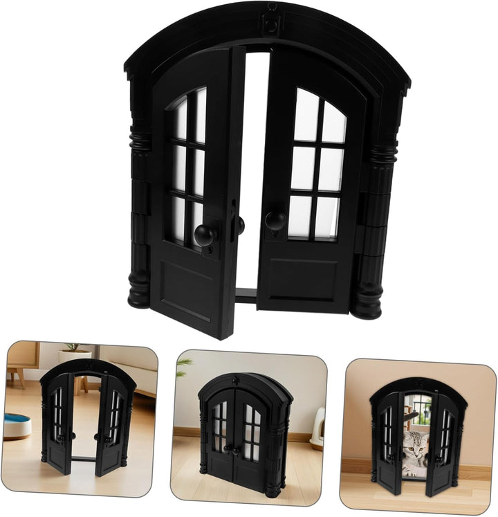 TOYANDONA Pet Gate mit Katzenklappe Doppelt Öffnende Innentür für Katzen und Kleine Hunde Einfache W