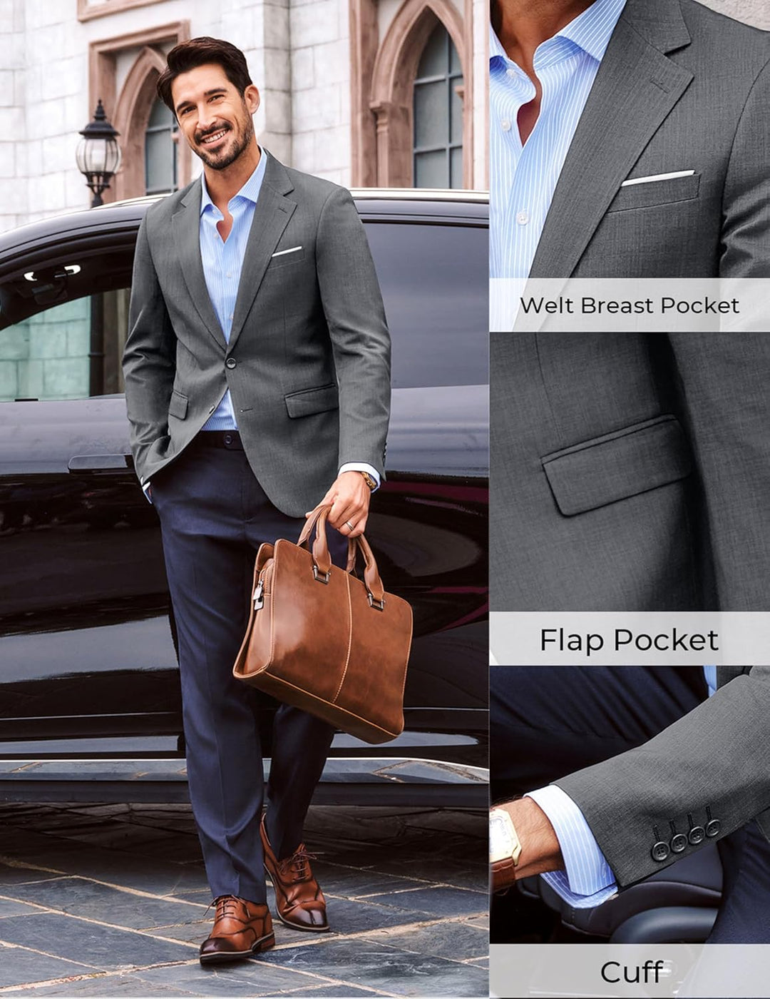 PJ PAUL JONES Herren Sakko Sportlich Freizeit Blazer Jackett 2 Knöpfe Modern Regular Fit Anzugjacke