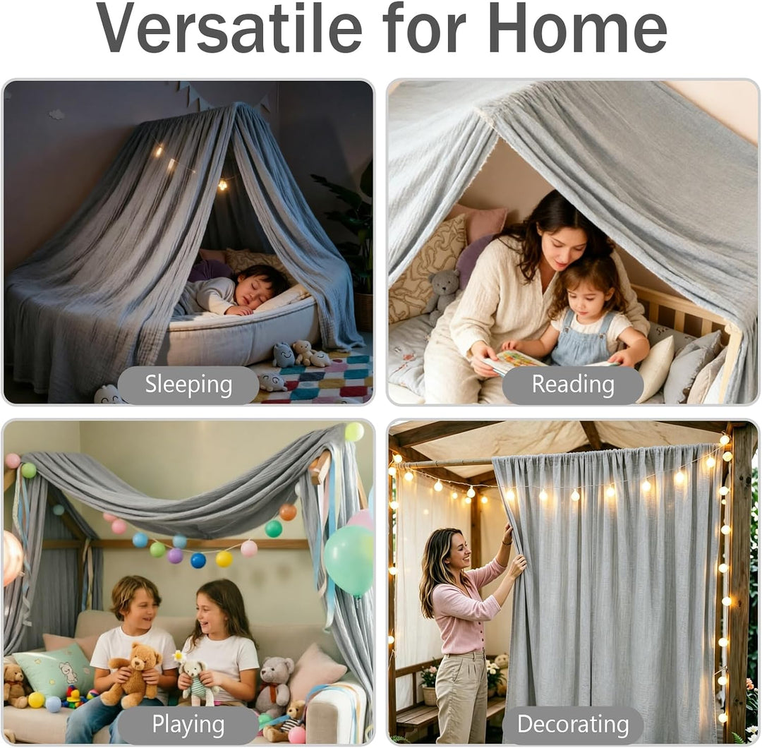 Baldachin aus 100% Baumwolle für Kinderzimmer Betthimmel für Hausbett & Kinderbett Himmelbett Vorhän